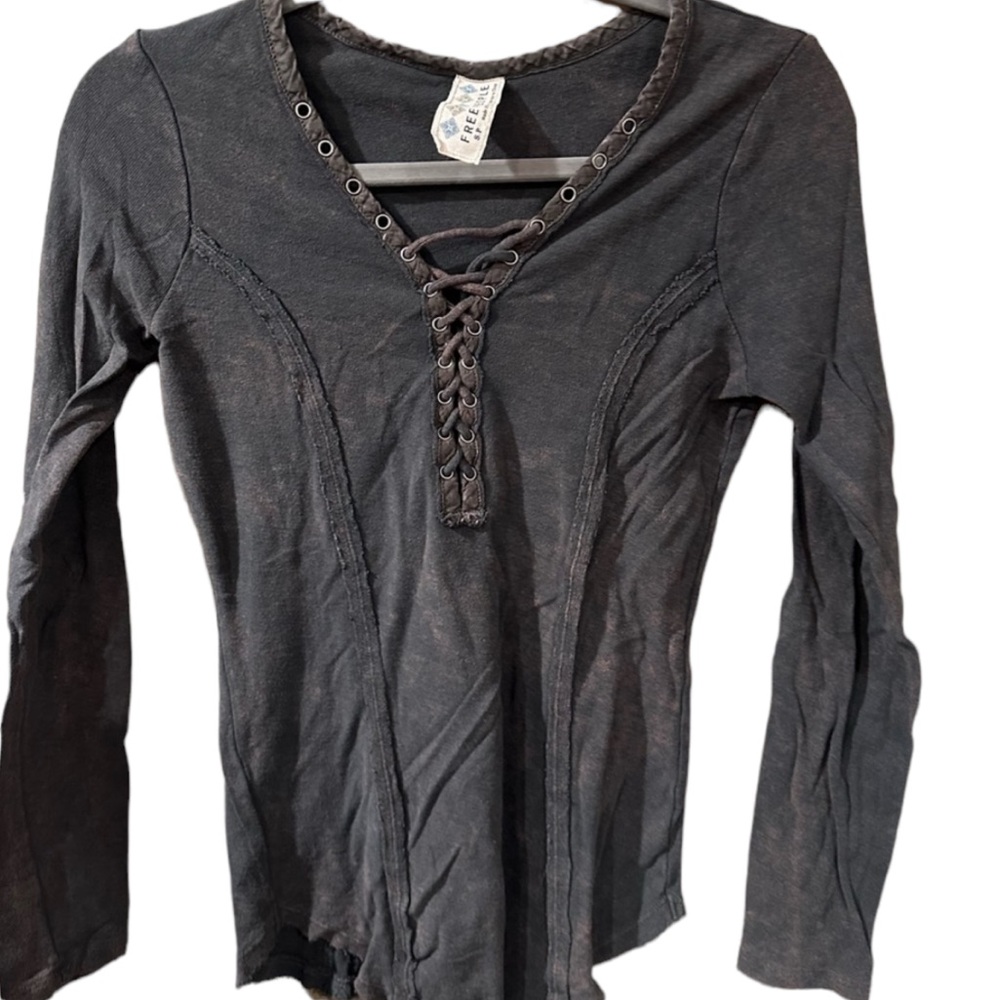 Free People Laced Up Long Sleeve Top
